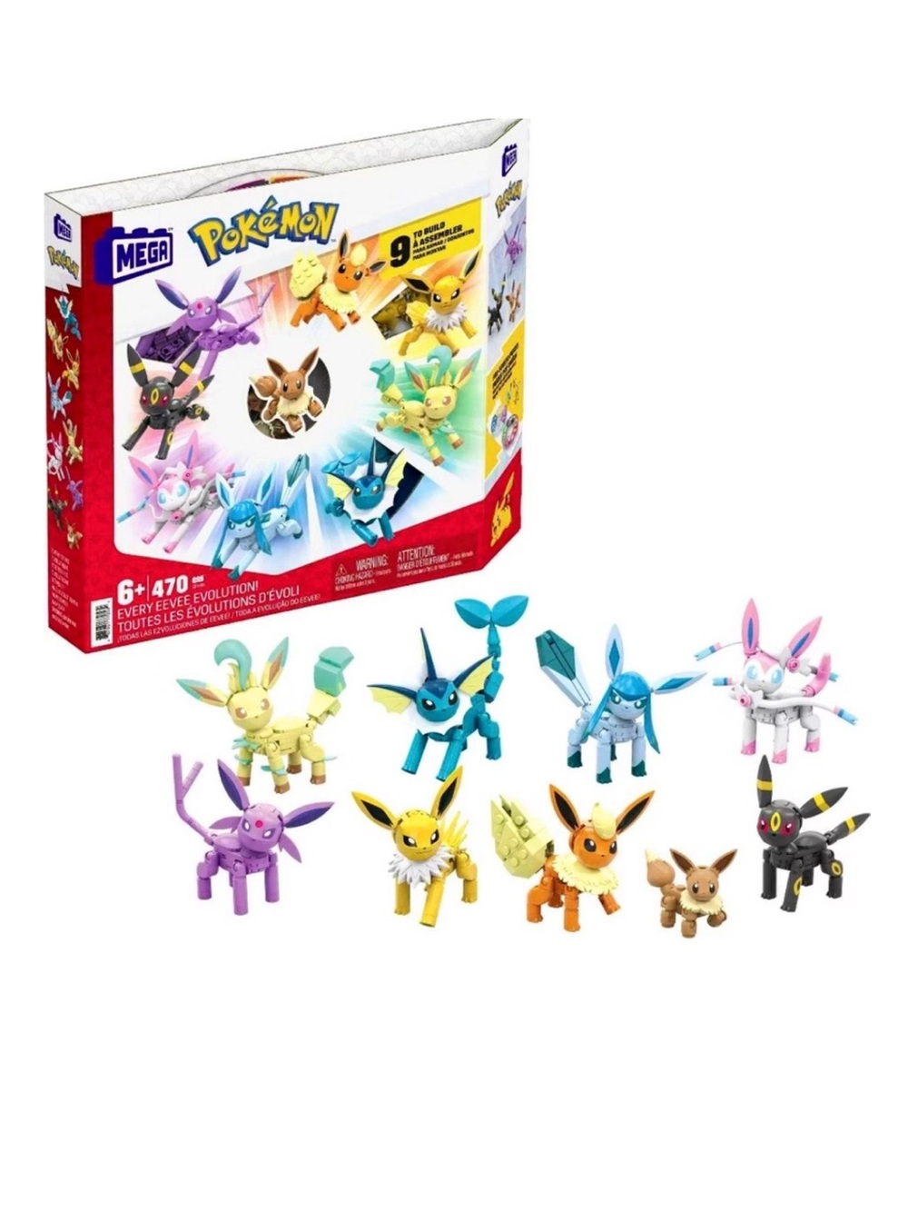 Mega Pokemon Every Eevee Evolution! 9 Figure Building Set - 470 Pieces